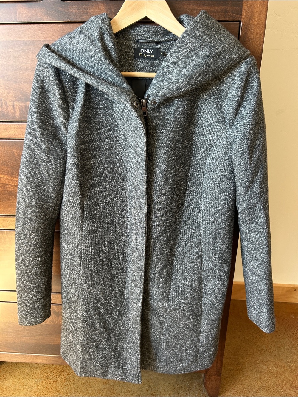 ONLY Gray Hooded Trench Coat